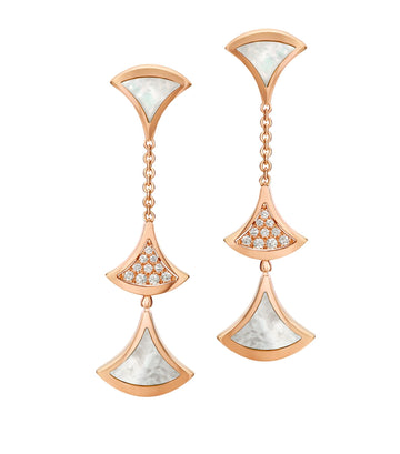 DREAM EARRINGS 3 MOTIFS DIAMOND MOP PINK GOLD