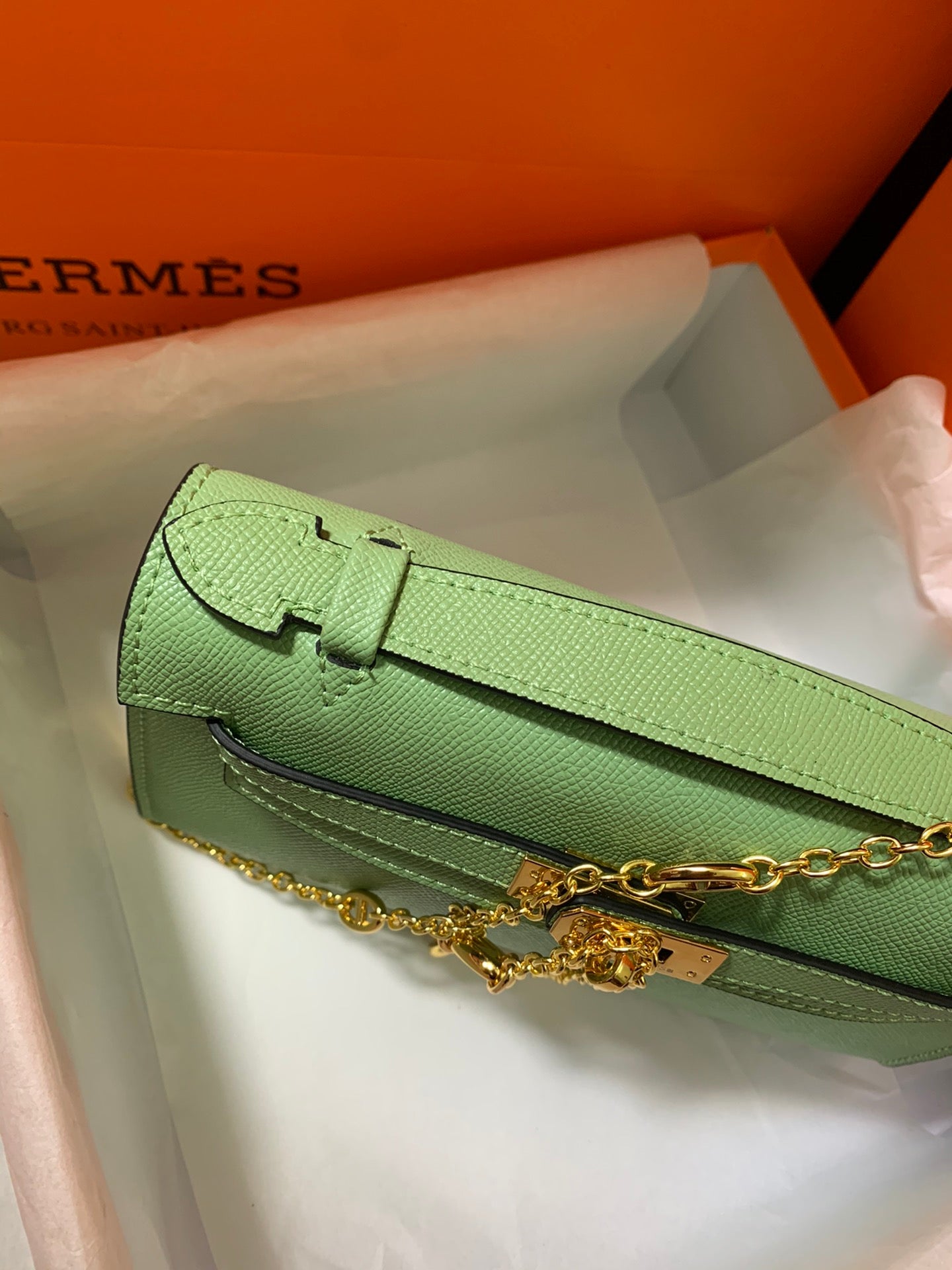 HM KELLY MINI POCHETTE 22 GREEN EPSOM