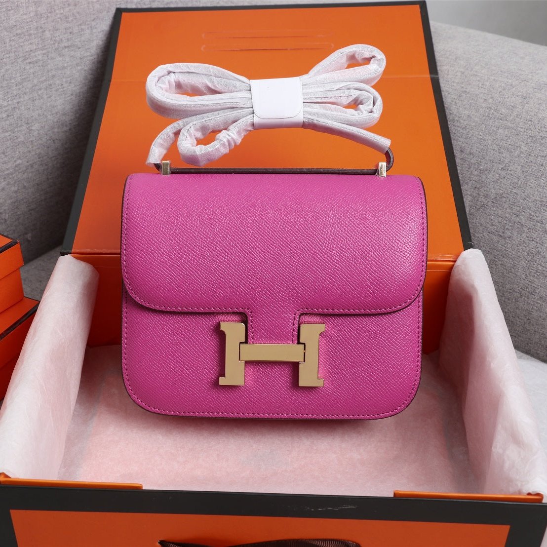 HM CONSTANCE BAG 22 PINK EPSOM GOLD HARDWARE