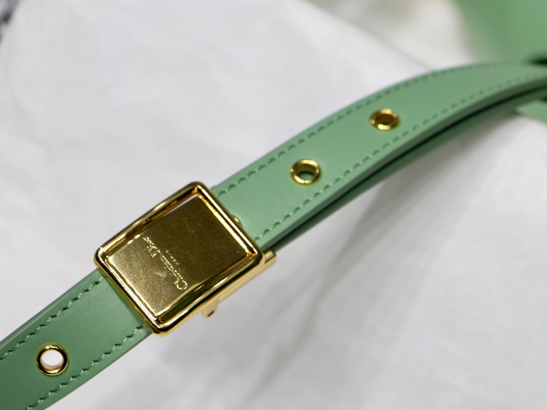MEDIUM CD BOBBY 22CM BLUE GREEN CALFSKIN GOLD HARDWARE