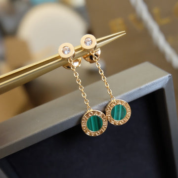 BVL EARRINGS DROP MALACHITE PINK GOLD