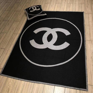 CC Merino Blanket Black Grey Wool Cashmere
