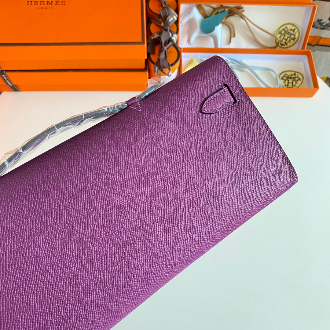 HM Kelly Cut 31 Violet Epsom Leather Silver Hardware 229036