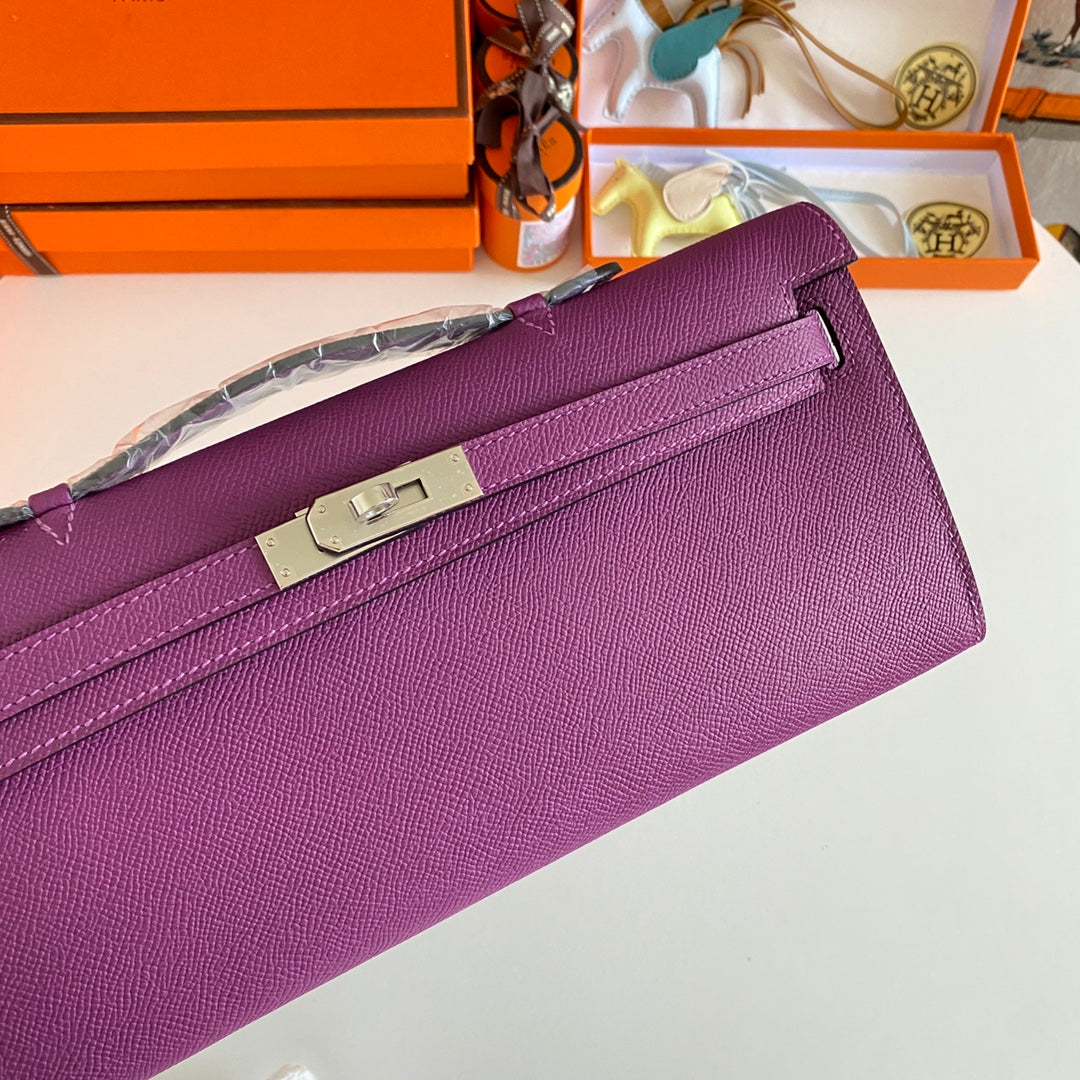 HM Kelly Cut 31 Violet Epsom Leather Silver Hardware 229036