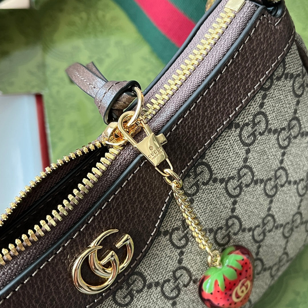 Gucci Ophidia Bag Brown Beige Leather Canvas 239804