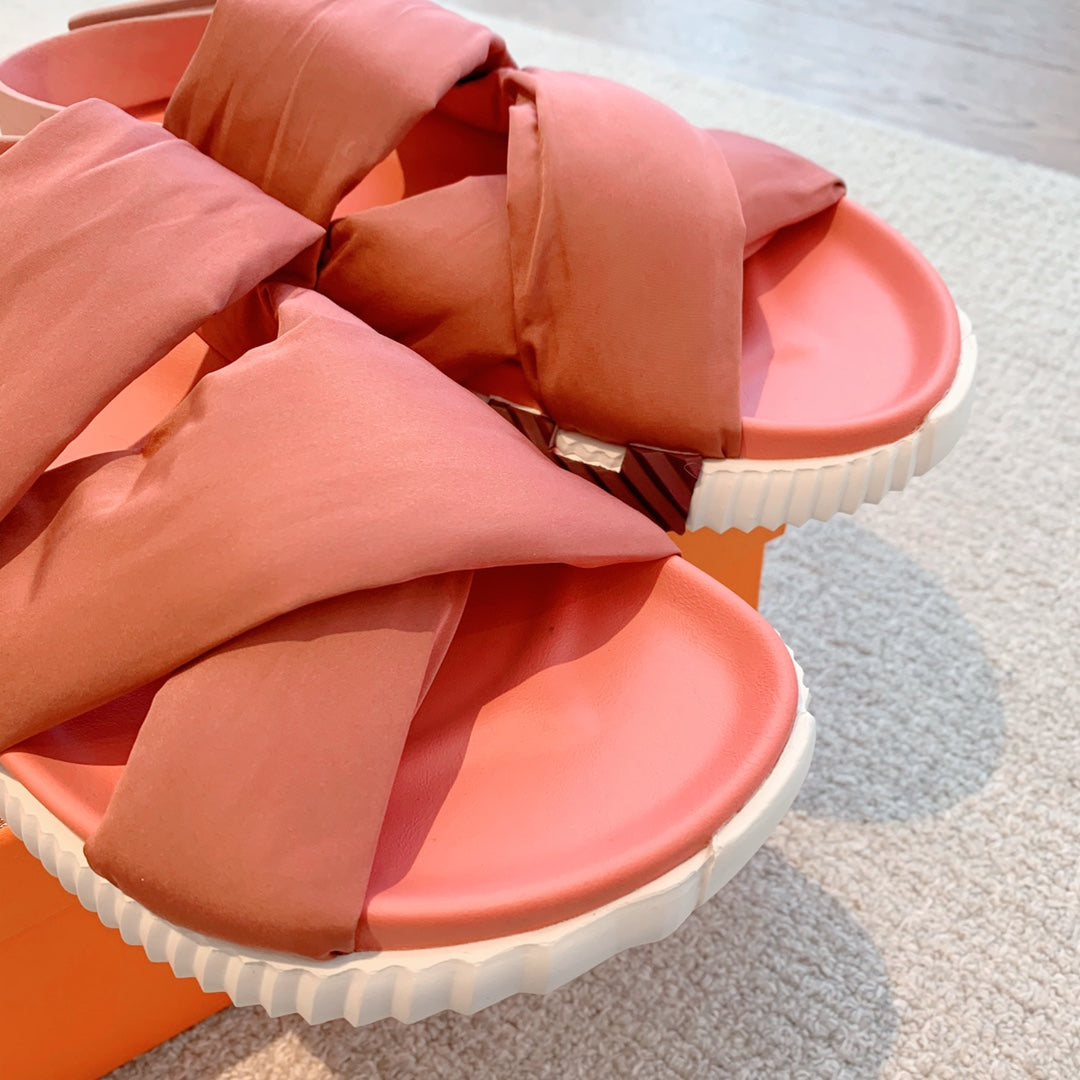 HM ELECTRIC SANDAL FIRE FABRIC AND CALFSKIN
