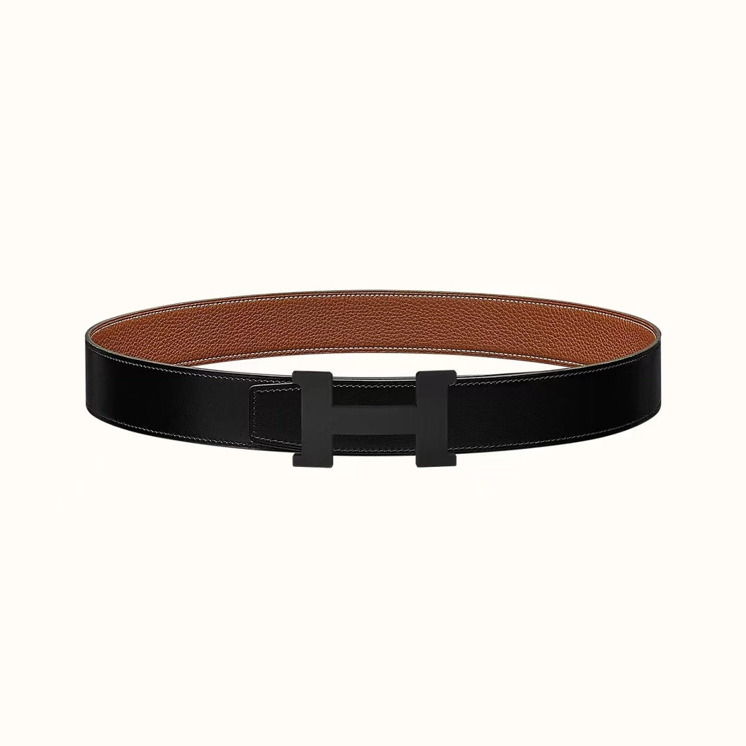 HM CONSTANCE BELT BUCKLE & REVERSIBLE GINGER ORANGE AND BLACK LEATHER STRAP 38MM