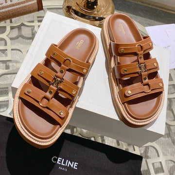 Celine 26 Tippi Slide Sandals Calfskin Leather 736590