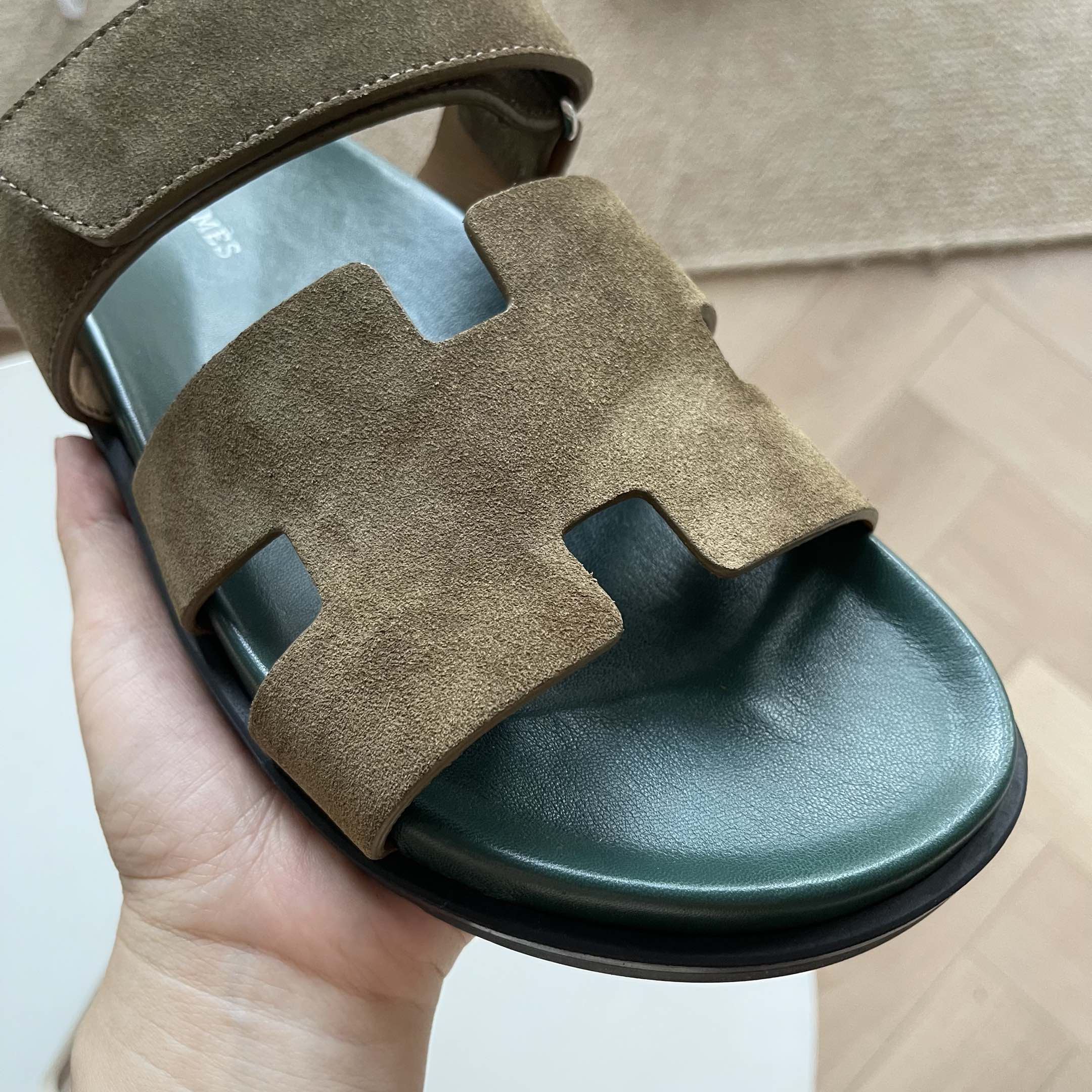 HM Men's Chypre Slide Moss Green Suede 538604