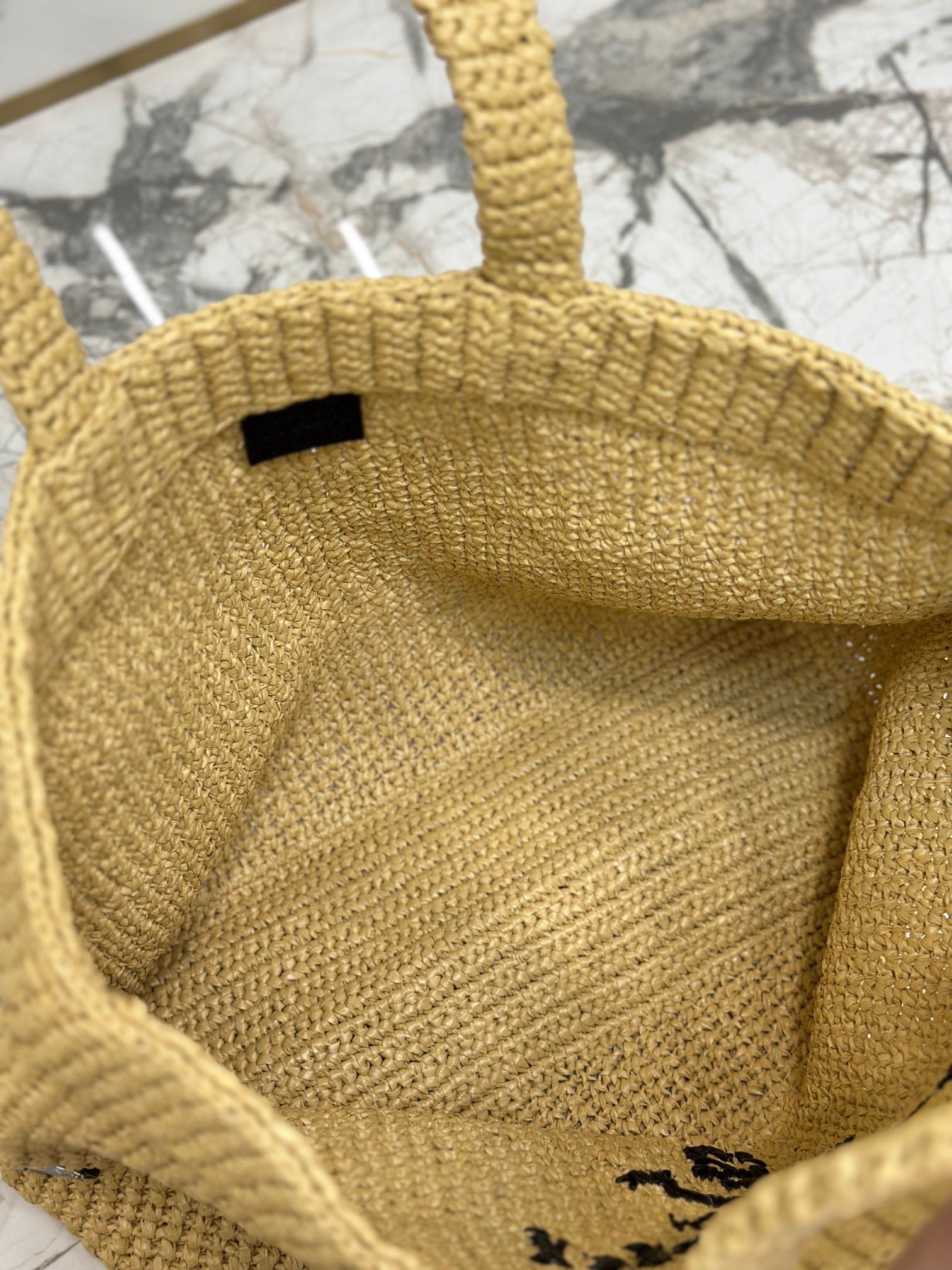 PRA BEIGE CROCHET TOTE BAG 40CM