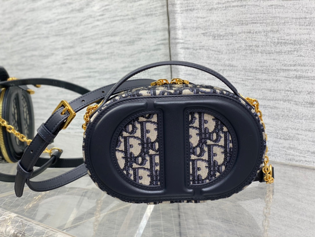 CD Oval camera bag 18 blue monogram cowhide leather