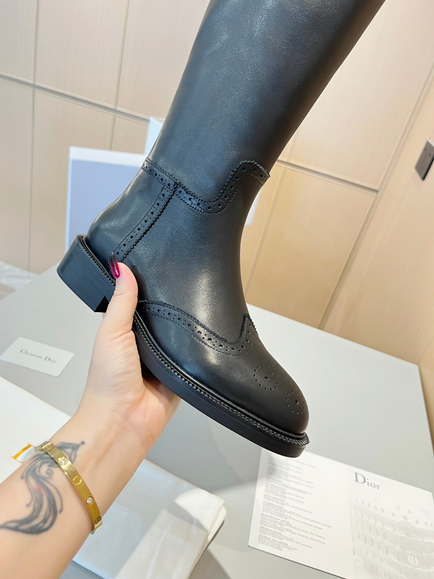 CD High Boots Black Calfskin