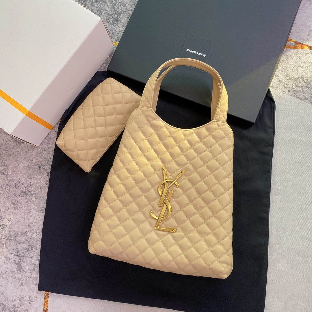 ICARE MAXI 58 SHOPPING BAG BEIGE QUILTED LAMBSKIN