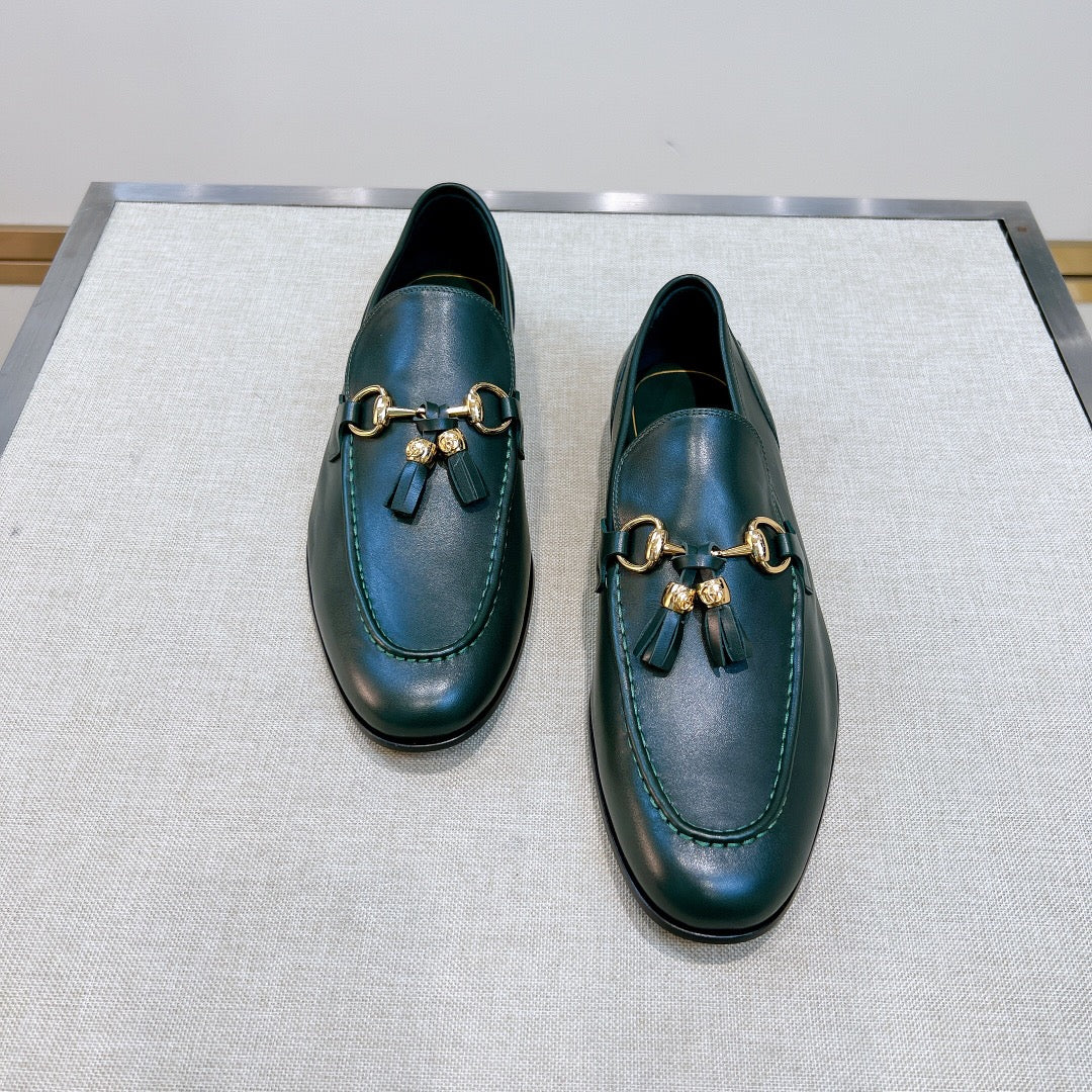 GG Men's Tassel Loafer Green Calfskin 361358