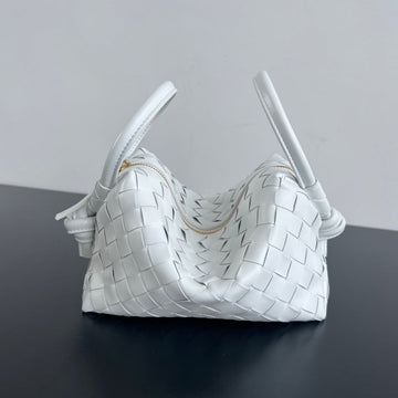 BV Loop Top Handle 19cm White Lambskin