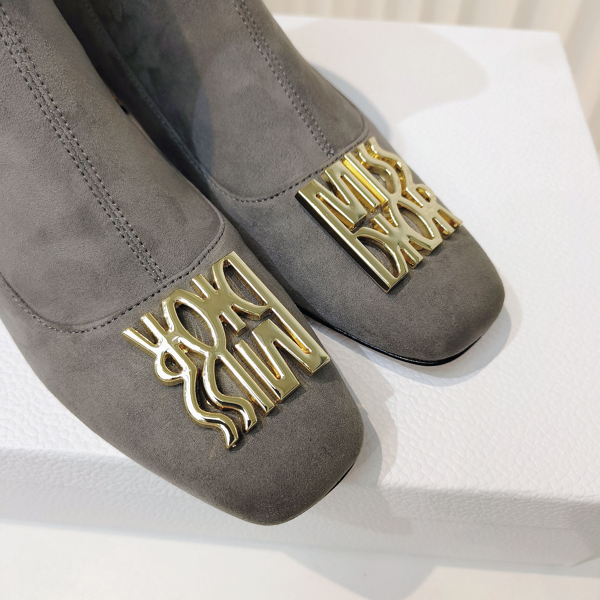 Miss Dior Ankle Boots 40mm Grey Suede 111391
