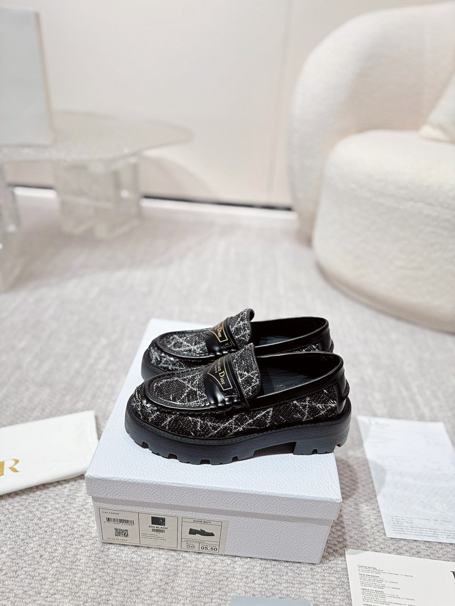 CD Boy Platform Loafer In Black Tweed Fabric  988792