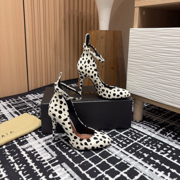 Alaia Decollete Pumps 105mm In White Black Cowhide 121913