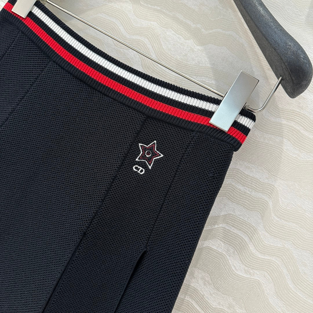 CD Sport Knitted Short Skirt Black Linen Silk