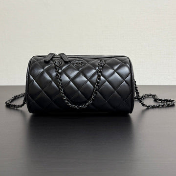Chanel 2026 Bowling Bag 18.5cm Full Black Lambskin