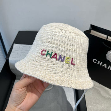 Chanel Knitted Bucket Hat White Wool 705664