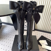 CC 25 Bow Elastic Boot Black Lambskin 514029