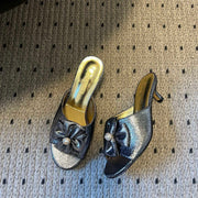 CC 26s High-Heeled Slides 60 Metallic Black Cowhide 627184
