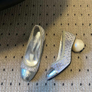CC 26s High Heels Pump 50 Sliver Mesh Leather 627206