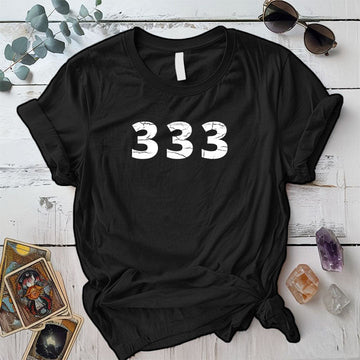 333 Angels Numbers T Shirt Black Mockup