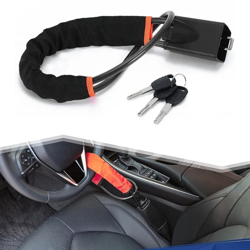 Universal Car Steering Wheel Lock with Seat Belt Security