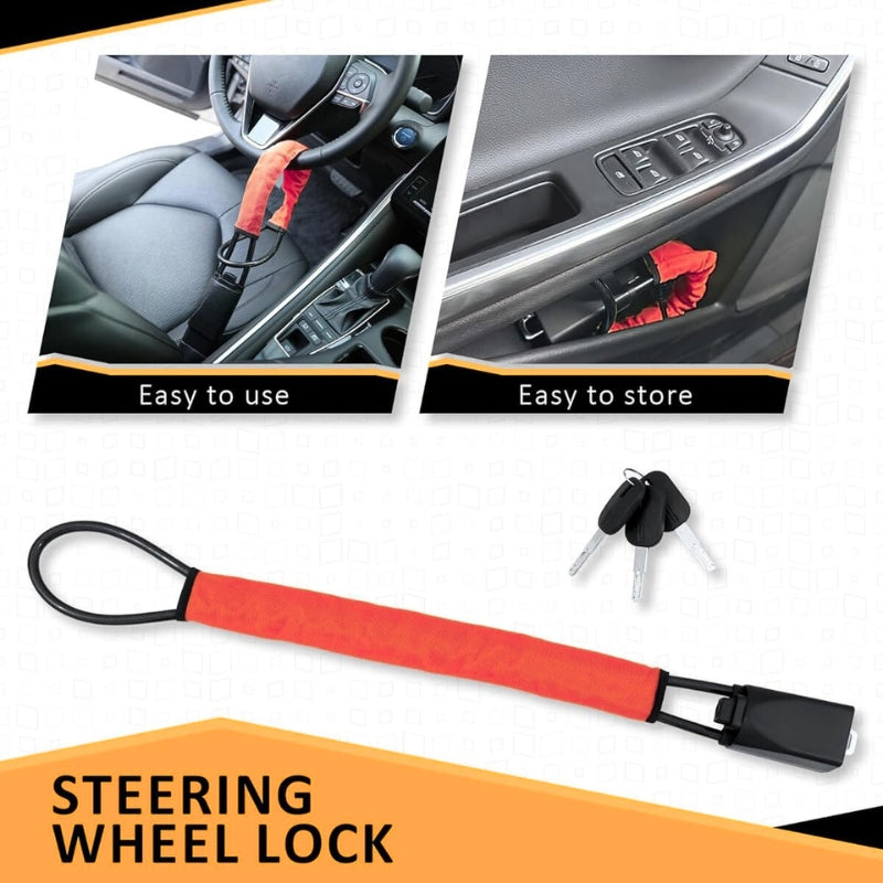 Universal Car Steering Wheel Lock with Seat Belt Security