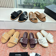Chanel 2026 Logo Flat Sandal Sheepskin 713015