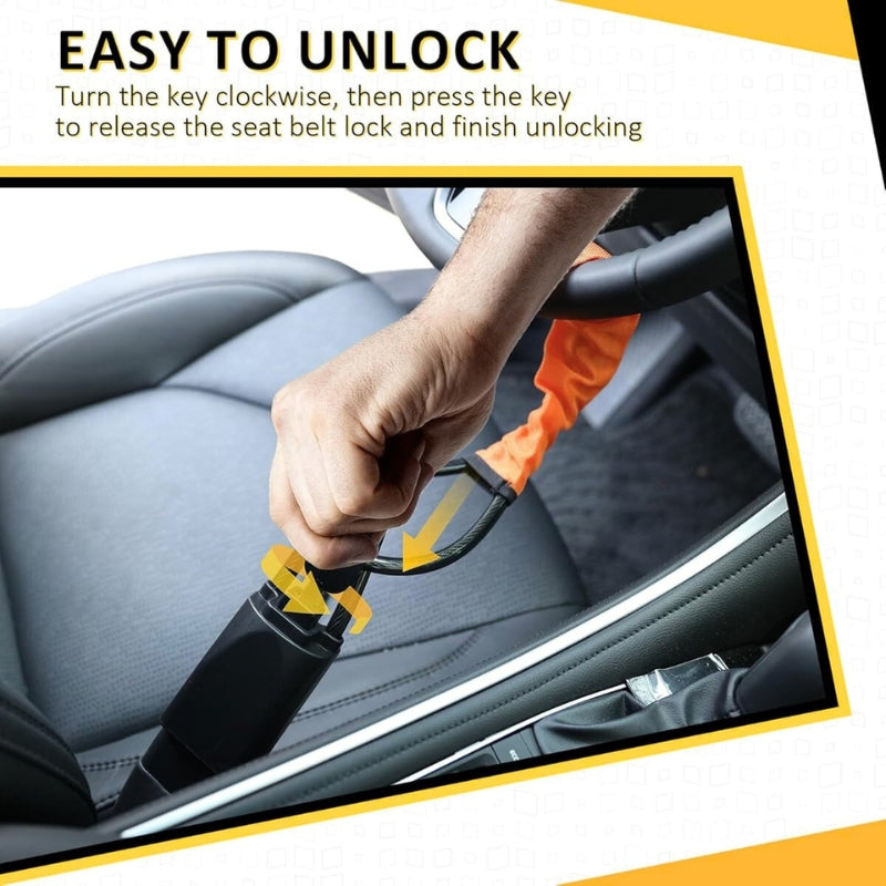 Universal Car Steering Wheel Lock with Seat Belt Security