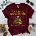 Akashic Bookstore Moon T-Shirt Mockup Maroon