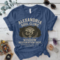 Alexandria Soul Clinic T-Shirt Mockup Indigo Blue