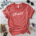 Believe T-Shirt Mockup Coral Silk