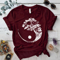 Bonsai Tree Ying Yang T-Shirt Mockup maroon