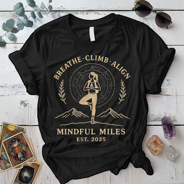 Breathe Climb Align T-Shirt Mockup Black