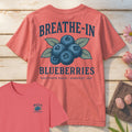 Breathe In Blueberries T-Shirt Mockup coral-silk