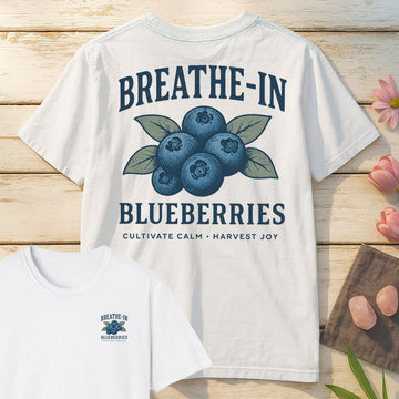Breathe In Blueberries T-Shirt Mockup light-blue