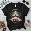 Breathe In Yoga Vibes T-Shirt Mockup Black