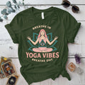 Breathe In Yoga Vibes T-Shirt Mockup Military Green