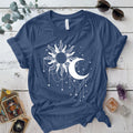 Celestial Chandelier T-Shirt Mockup Indigo Blue