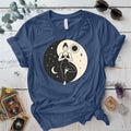 Celestial Harmony Pose T-Shirt Mockup Indigo Blue