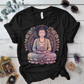Celestial Serenity Buddha T-Shirt Mockup Black
