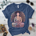 Celestial Serenity Buddha T-Shirt Mockup Indigo Blue