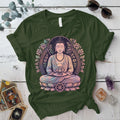 Celestial Serenity Buddha T-Shirt Mockup Military Green