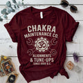 Chakra Maintenance Co T-Shirt Mockup Maroon