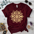 Chakra Mandala T-Shirt Mockup Maroon