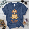 Coffee But First Yoga T-Shirt Mockup Indigo Blue